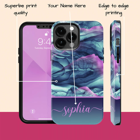 Alcohol Ink Patterns Custom Name iPhone Case